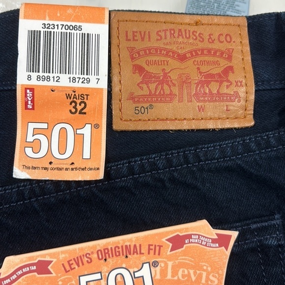 Levi’s 501 Straight Leg Button Fly Denim Shorts - Raw Hem Dark Wash NWT Size 32 - Picture 6 of 9